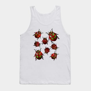 Red And Green Ladybug Beetle Tank Top